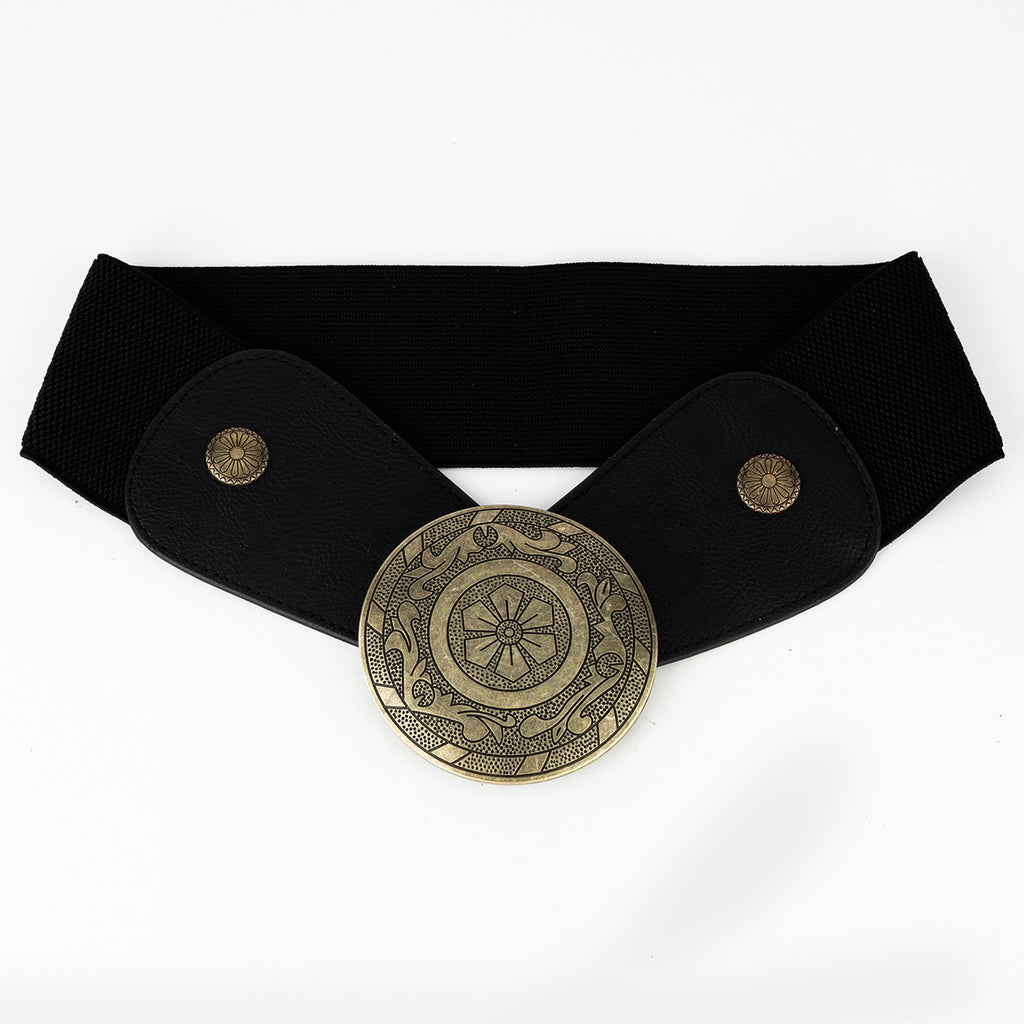 European And American Retro Western Waist Elastic Elastic Waist Belt Female Wide Version Waist Punk Style Metal Carved R
