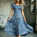 Women's Retro Wave Line Artistic Casual Dress