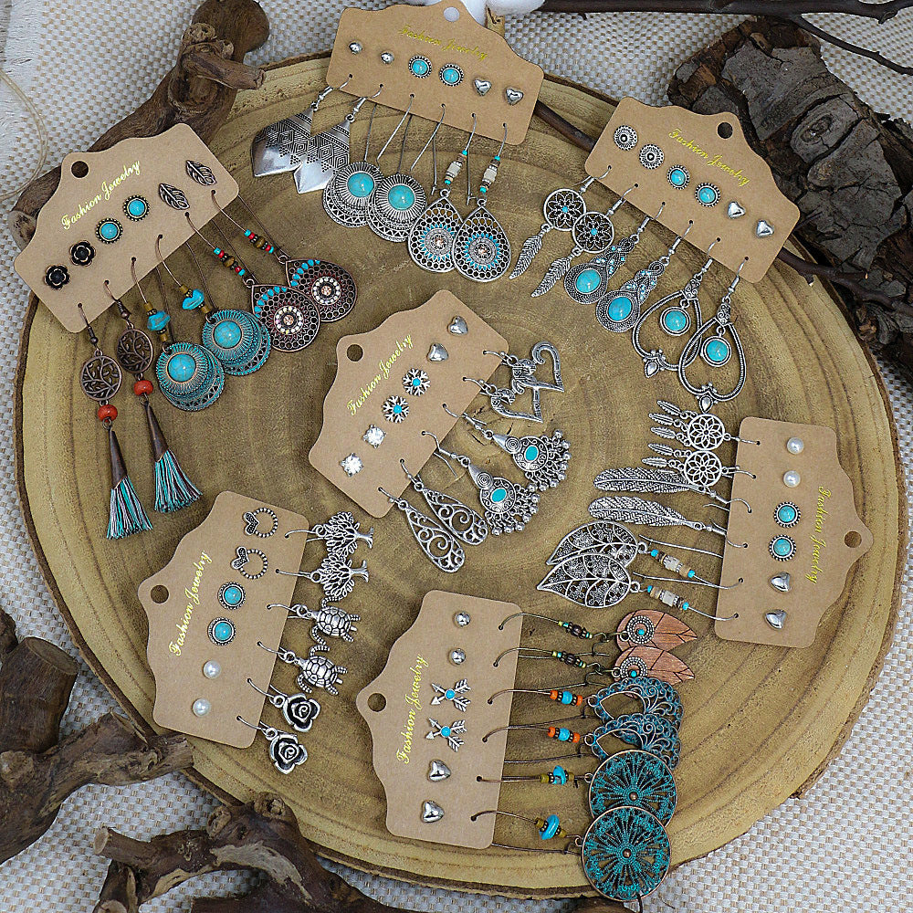 Women's Bohemian Retro Turquoise Tassel Earrings