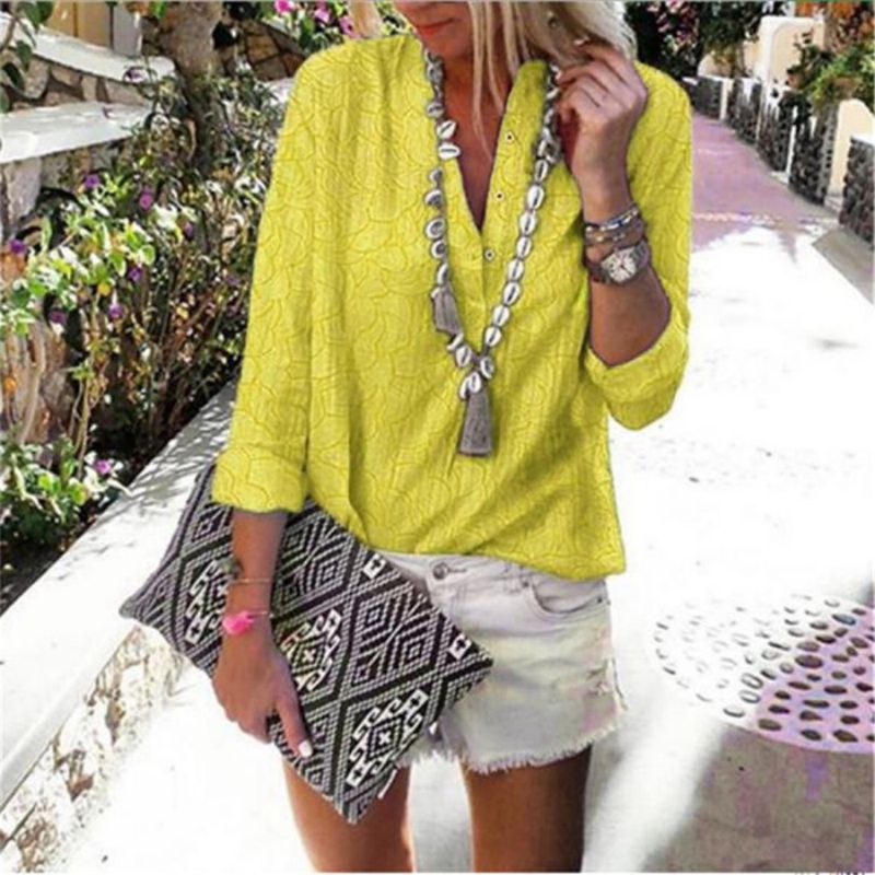 Bohemian V-neck Printed Blouse